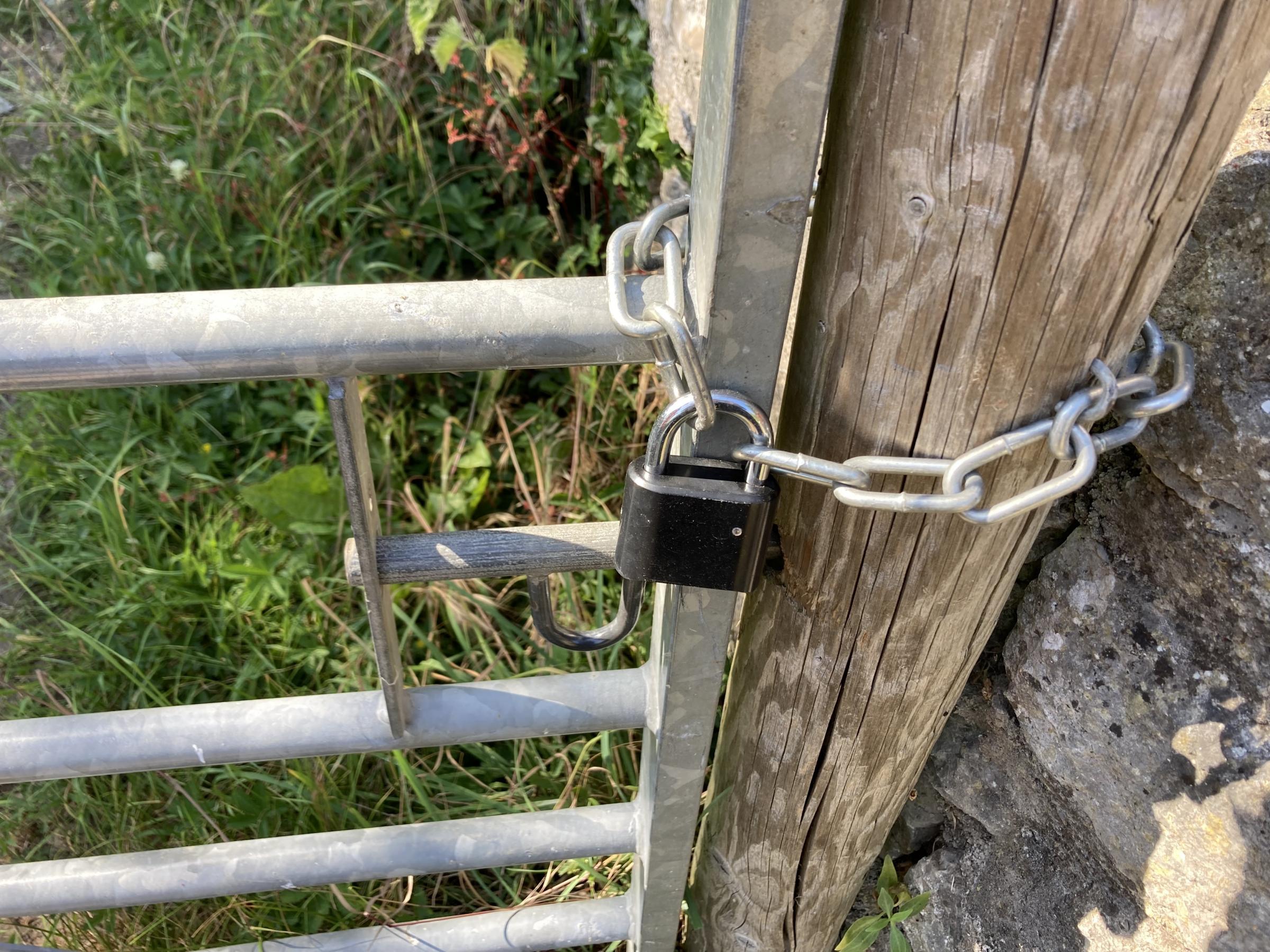 No trespass allowed on footpath used for generation - the Anglesey gate seen here firmly padlocked (Image Dale Spridgeon)