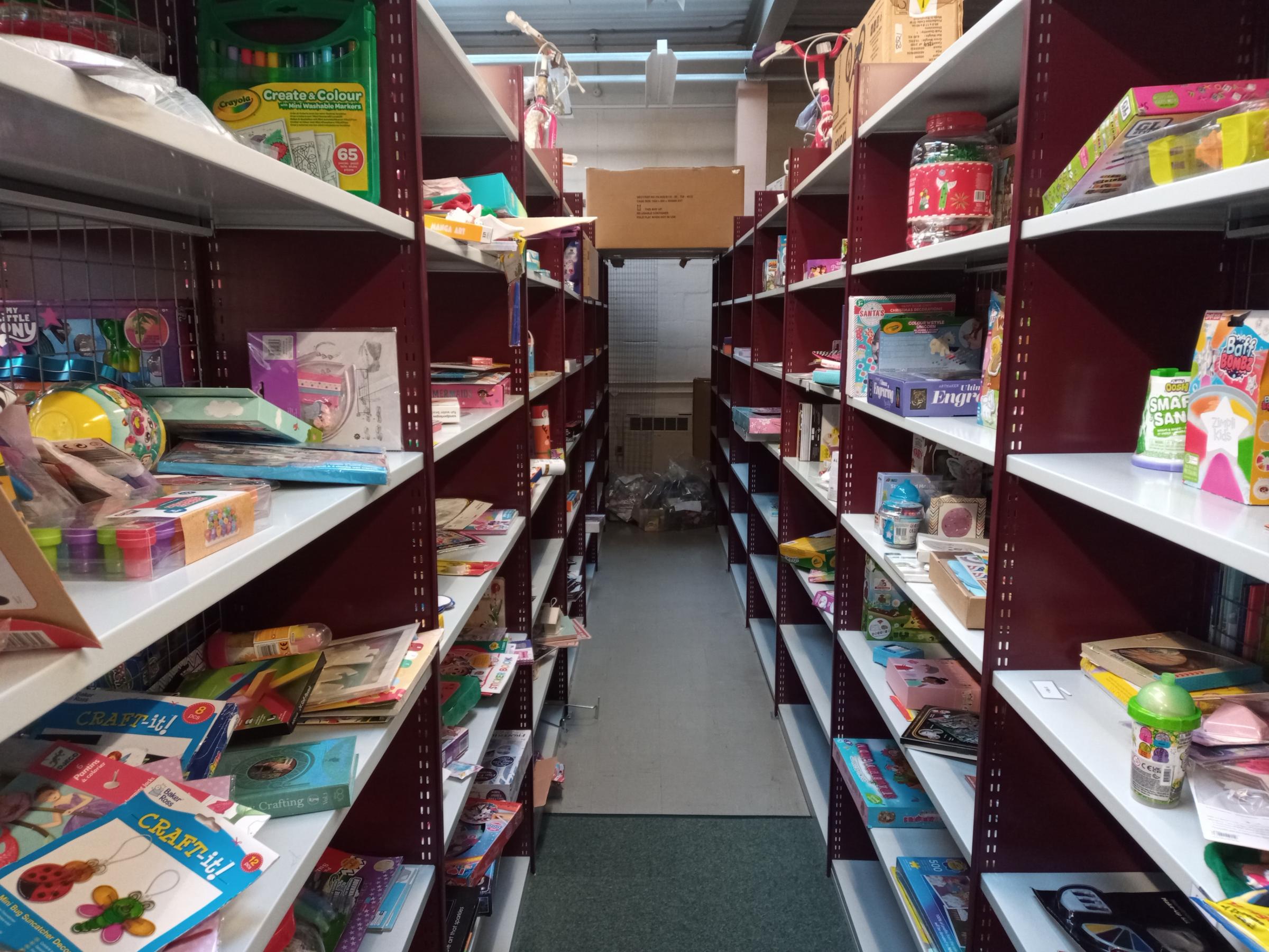 The shelves at the North Wales Superkids looking considerably less stocked as the Christmas referrals were met.