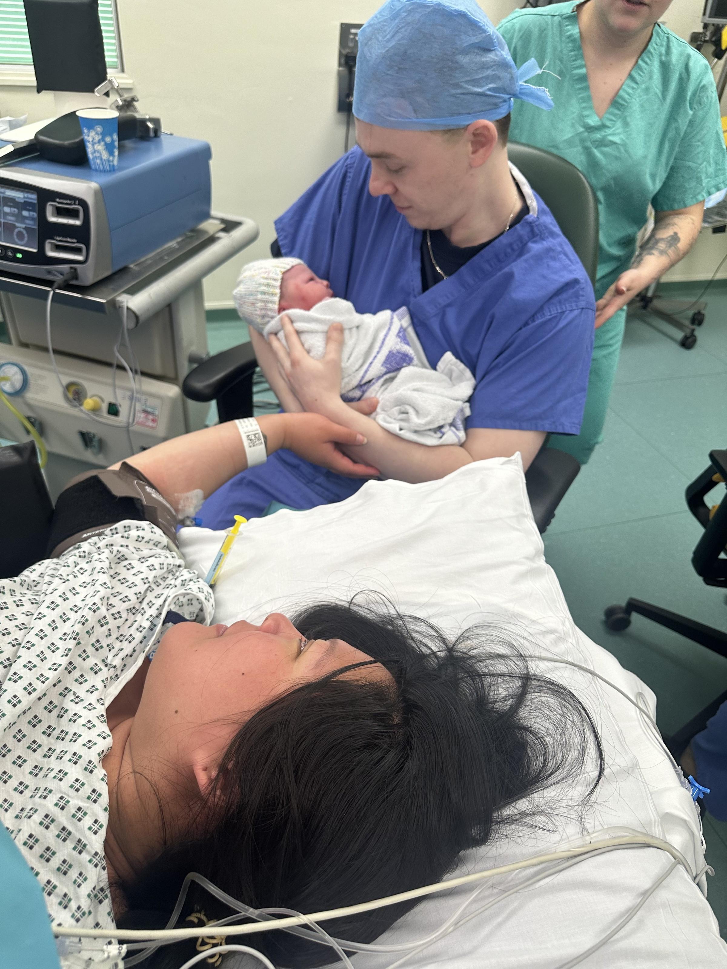 Haley Agra, 25, her partner Lewis Blackshaw and their baby. Photo: SWNS