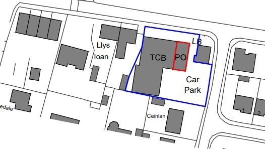 Location of Morfa Bychan Chip Shop plan in red (Cyngor Gwynedd Planning Application Document)