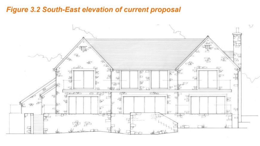 South east elevation of current proposal for Ynys Y Big (Image Anglesey County Council Planning Documents)