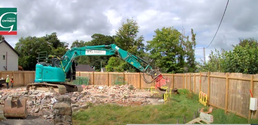 Gone! The old Llanberis library site made ready for new housing (Image Cyngor Gwynedd - Time Lapse Video Screen Grab)